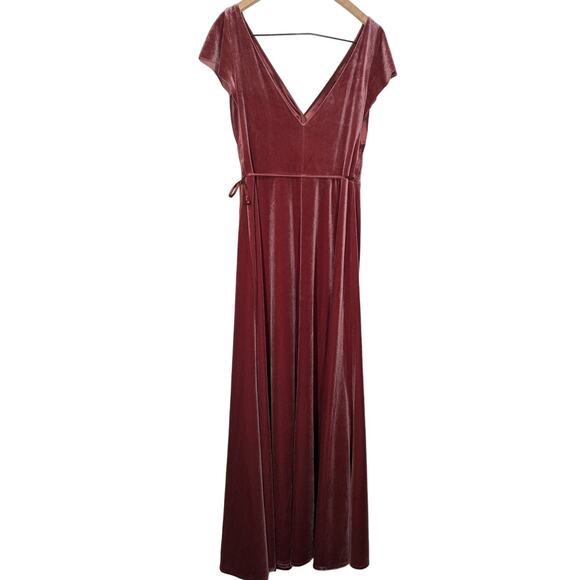 Jenny Yoo Marin Velvet V-Neck Maxi Dress Wrap Gown Size 6 Women's Preowned - Picture 2 of 11